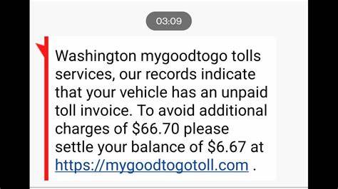 MyGoodToGo.com Toll Scam Text